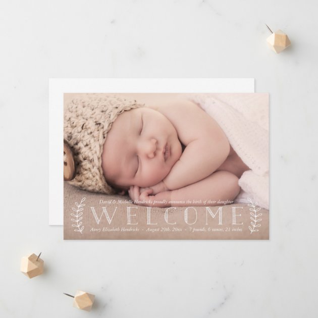 Rustic Laurel | Photo Birth Announcement