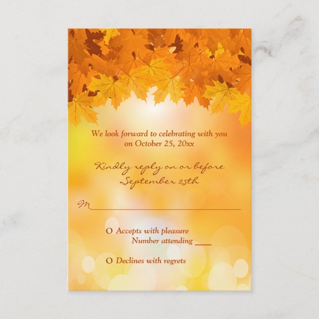 Maple Leaves Autumn Splendor Wedding RSVP Card
