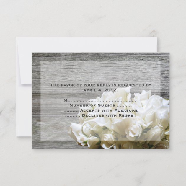 Rustic White Flowers Reply Cards