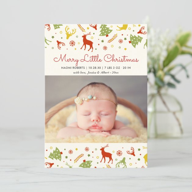 Merry Little Christmas New Born Baby First Xmas Holiday Invitation