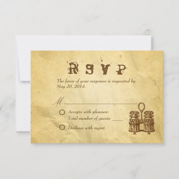 Vintage Aged Paper Wedding RSVP Invitations