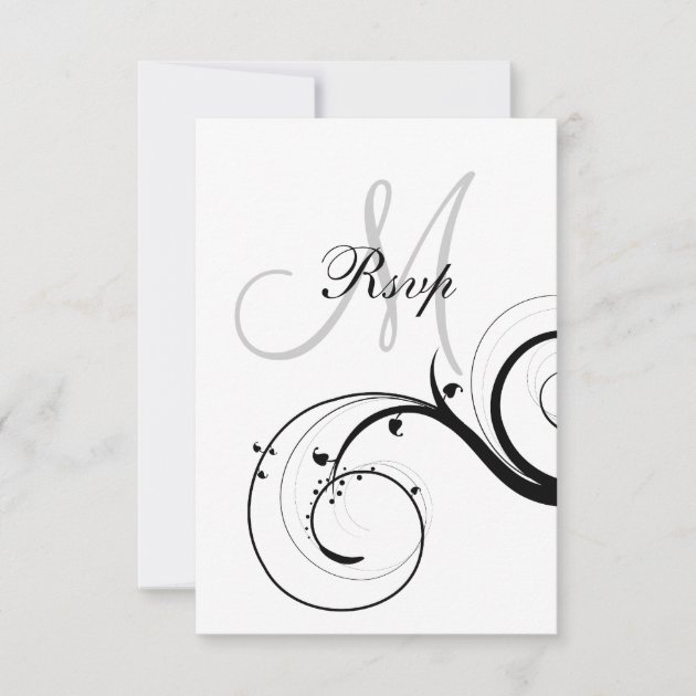 Swirl Monogram Wedding RSVP for Square Card