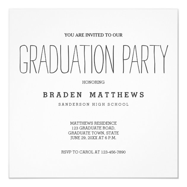 Modern Type | Photo Graduation Party Invitation