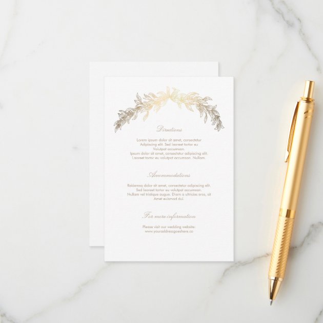 Gold Laurel Wedding Details Insert