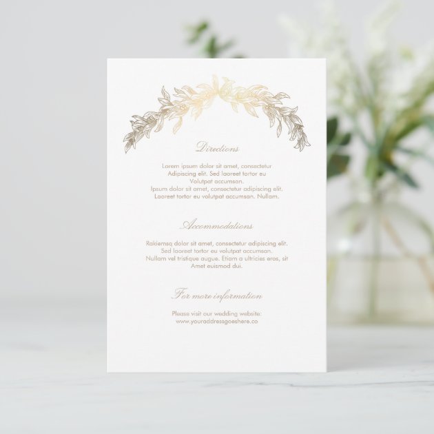 Gold Laurel Wedding Details Insert