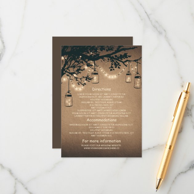 Mason Jars And Fireflies Wedding Information Invitations