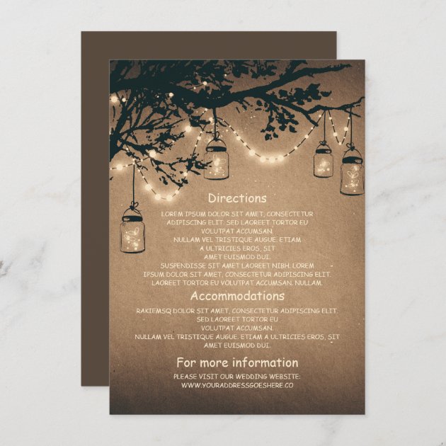 Mason Jars And Fireflies Wedding Information Invitations