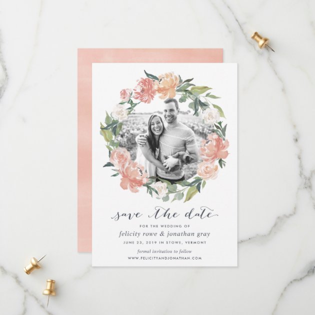 Midsummer Floral Photo Save The Date Card