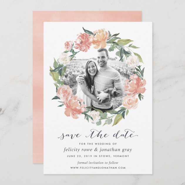 Midsummer Floral Photo Save The Date Card