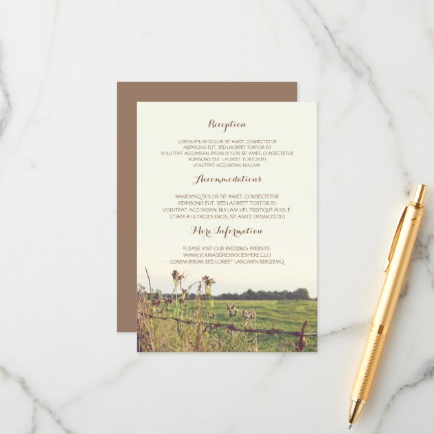 Rural Fence Wedding Details Enclosure Card