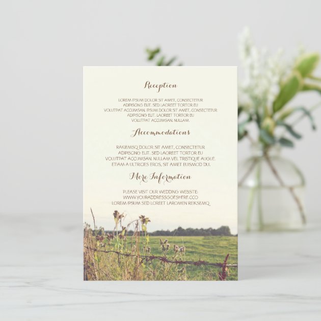 Rural Fence Wedding Details Enclosure Card