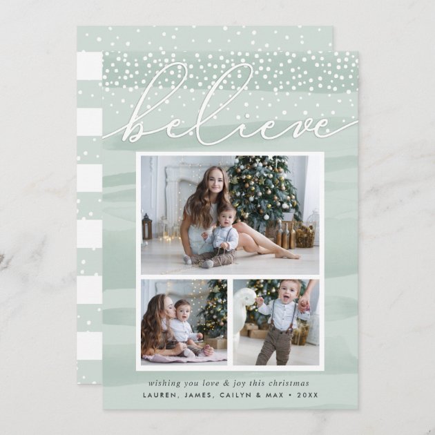 Watercolor Snowfall | Holiday Photo Collage Card
