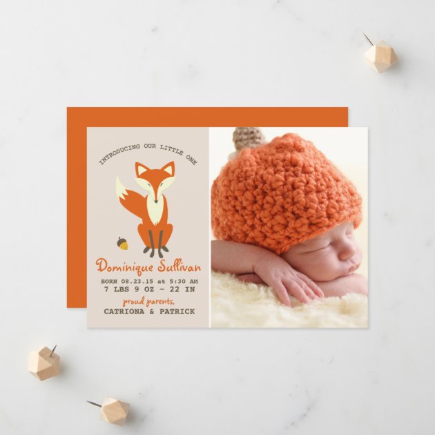 Red Fox | Woodland Photo Birth Announcement