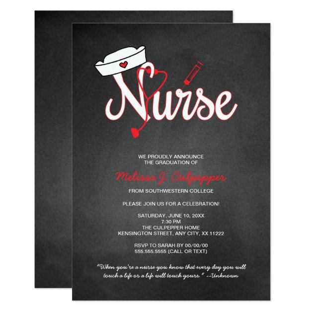 Nurse Graduation Party Pinning Ceremony RN BSN LPN Invitation