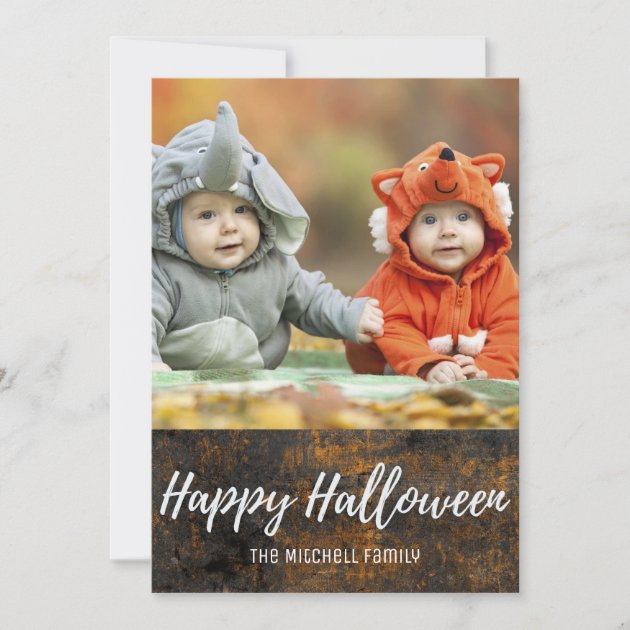 Spooky Haunted Pumpkin Forest Halloween Photo Card