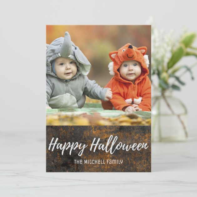 Spooky Haunted Pumpkin Forest Halloween Photo Card