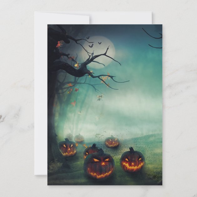 Spooky Haunted Pumpkin Forest Halloween Photo Card