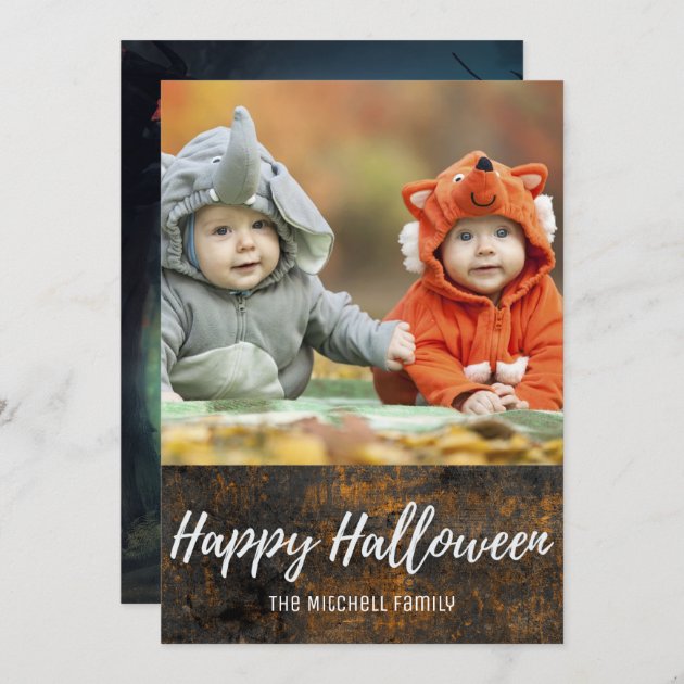 Spooky Haunted Pumpkin Forest Halloween Photo Card