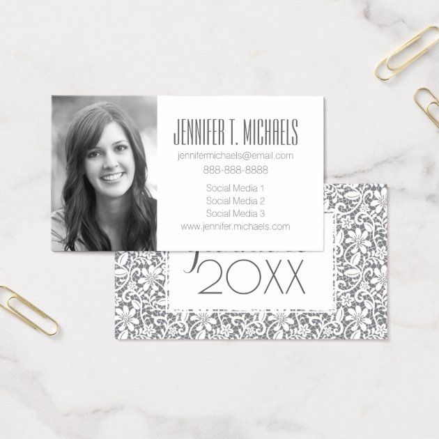 Photo Graduation | White Lace Business Card