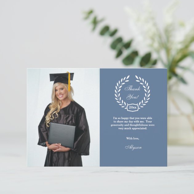 Graduation Wreath Photo Thank You Card