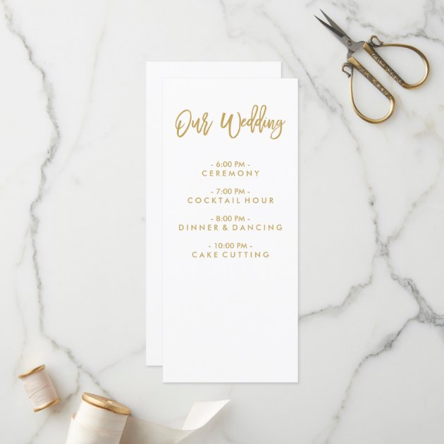 Chic Hand Lettered Gold Wedding Program