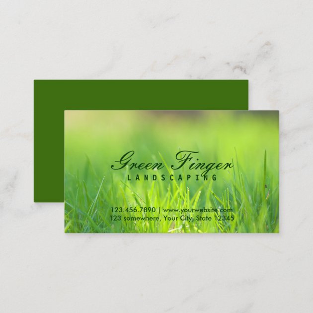 Landscaping & Lawn Care Green Finger Business Card (back side)