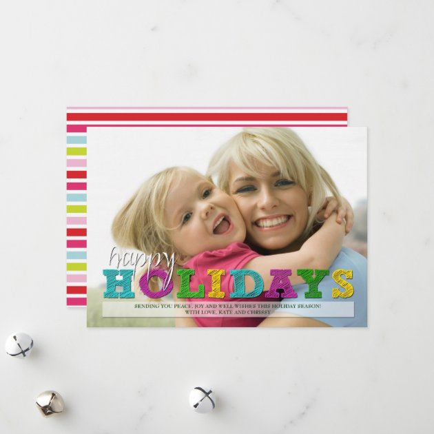 Happy Holidays Colorful Christmas Photo Card