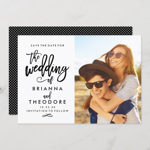 Chic Hand Lettered Save The Date Photo