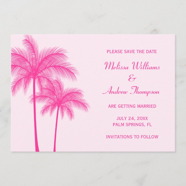 Pink Palm Tree Save the Date Announcement
