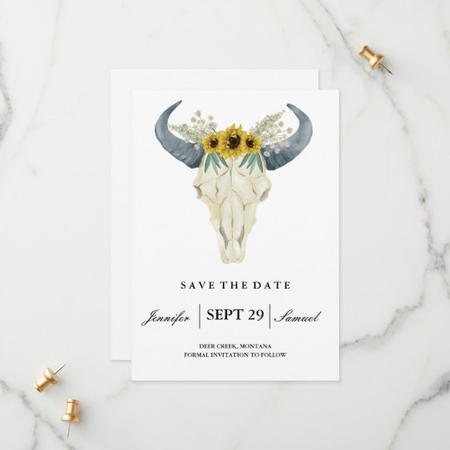 Watercolor Rustic Rodeo | Save The Date Sunflowers