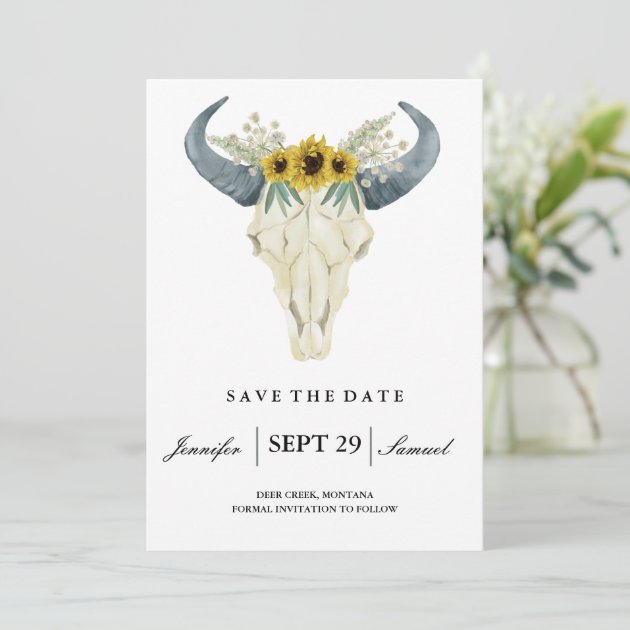 Watercolor Rustic Rodeo | Save The Date Sunflowers