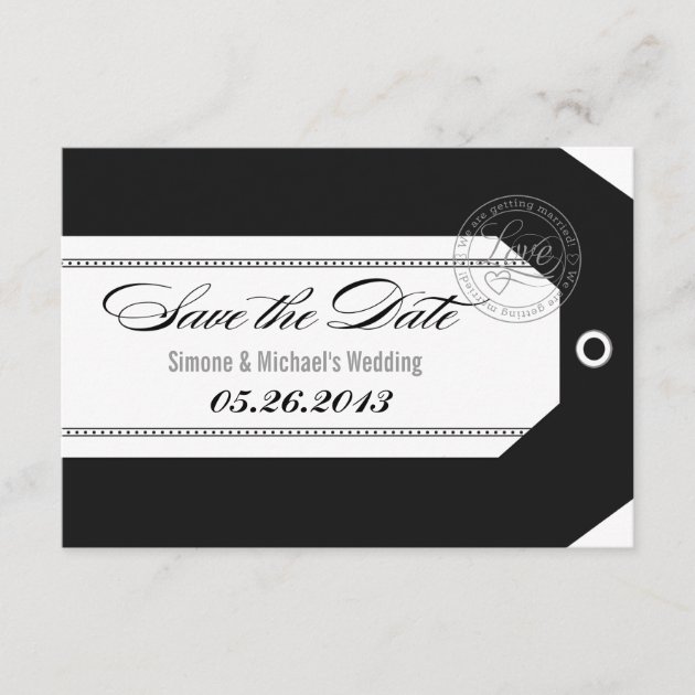 Luggage Tag Save the Dates classic black + white Save The Date