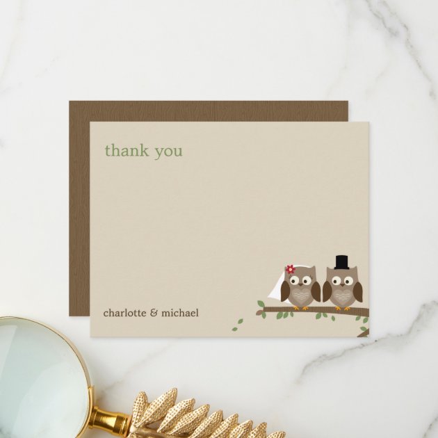 Love Owls Wedding Thank You Cards