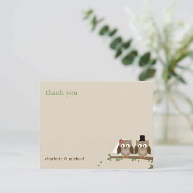 Love Owls Wedding Thank You Cards