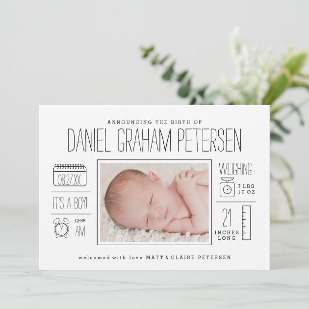 Infographic Birth Announcement For Baby Boy