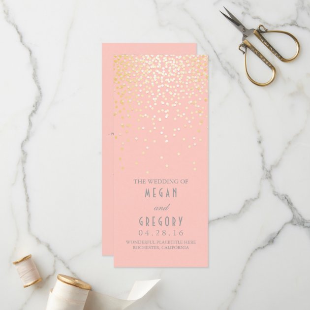 Gold Foil Confetti Blush Wedding Programs