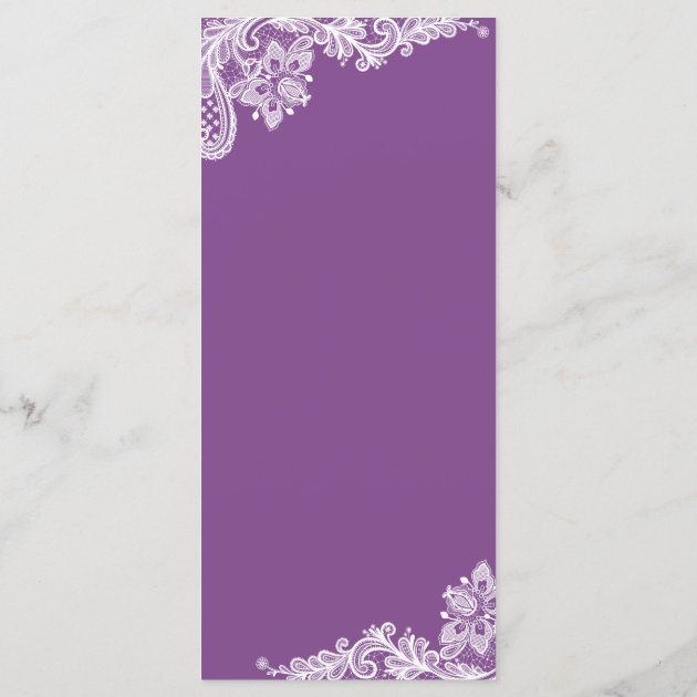 Wedding Menu Elegant Lavender Purple Lace Pattern