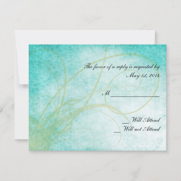 Aqua Hummingbird Watercolor Wedding Response Card