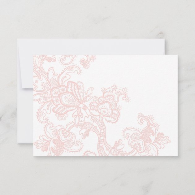 Elegant Pink Lace Wedding RSVP Card