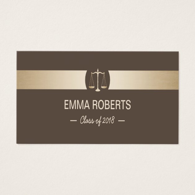 Law School Graduation Name Tag Brown & Gold Insert