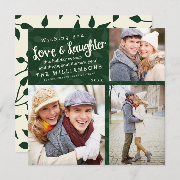 Love And Laughter Holiday Photo Card / Green