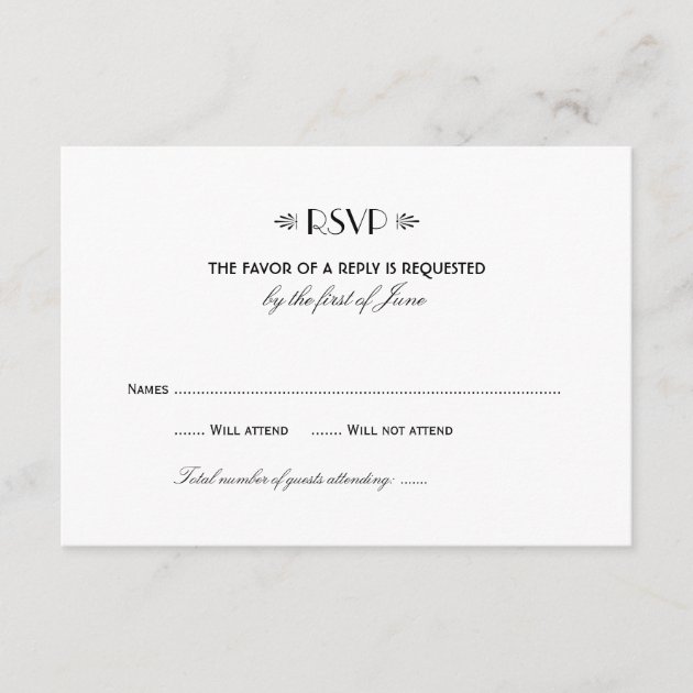 Wedding RSVP Card 1 | Art Deco Elegant Style