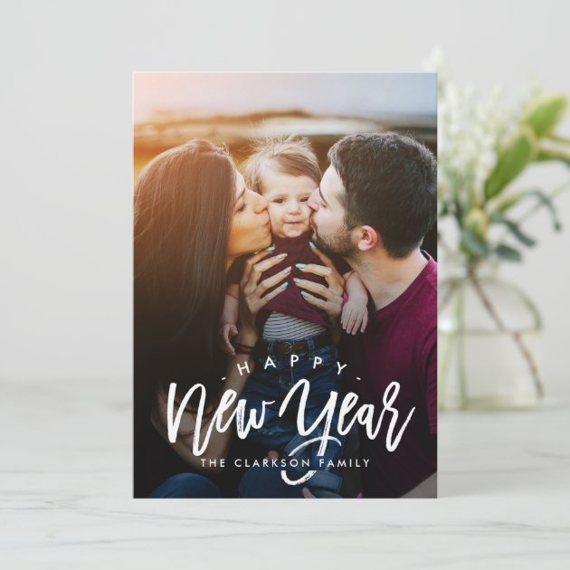 Casually Brushed EDITABLE COLOR New Year Cards