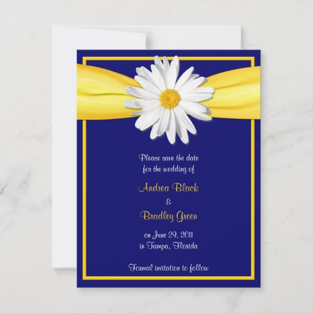 Shasta Daisy with Yellow Ribbon Save the Date Card