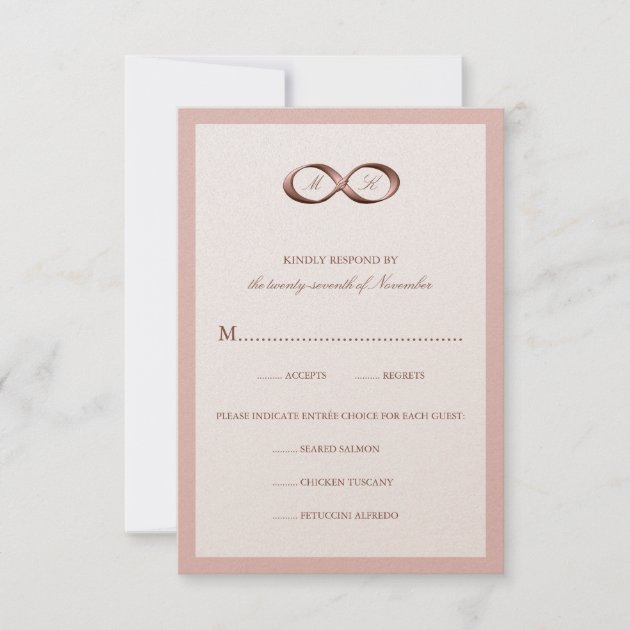 Rose Gold Infinity Hand Clasp Wedding RSVP Card