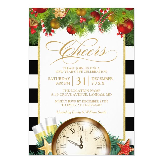 Cheers Champagne New Years Eve Countdown Party Card