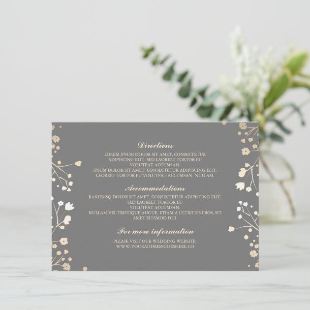 Baby's Breath Grey Wedding Details - Information Enclosure Card