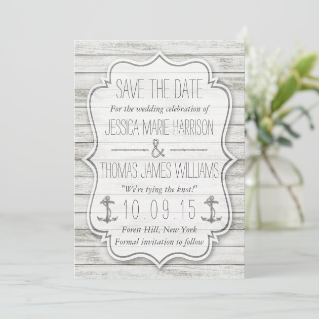 Nautical Whitewashed Wood Beach Wedding Collection Save The Date