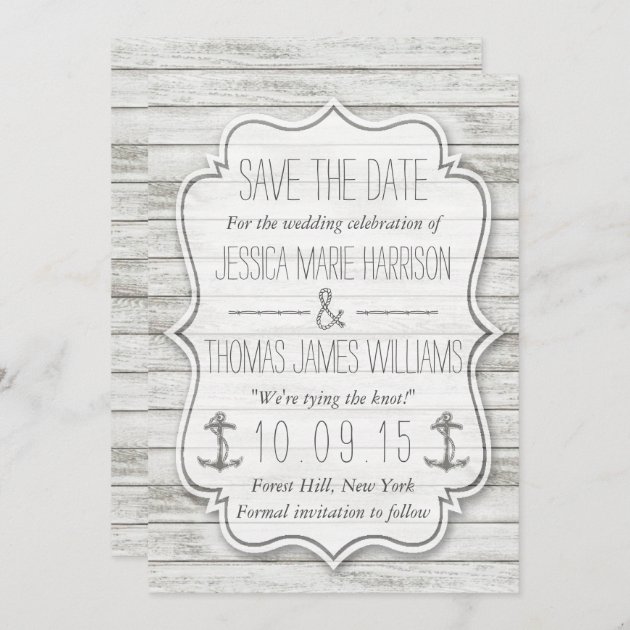 Nautical Whitewashed Wood Beach Wedding Collection Save The Date