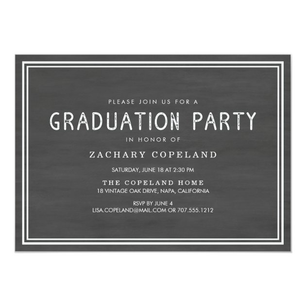Chalkboard Stamp Photo Graduation Party Card